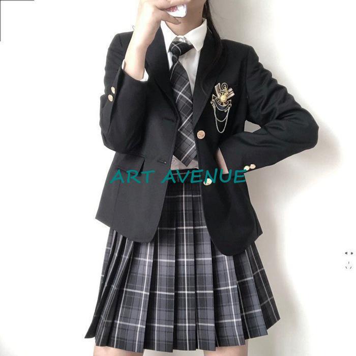制服 jk 女子高生 5点セット ブレザー スカート シャツ ネクタイ バッジ 学生服 セーラー服 スクール 高校生制服 入学式 卒業式 学園祭 文化祭【品番】chulyin03メイン素材: ポリエス