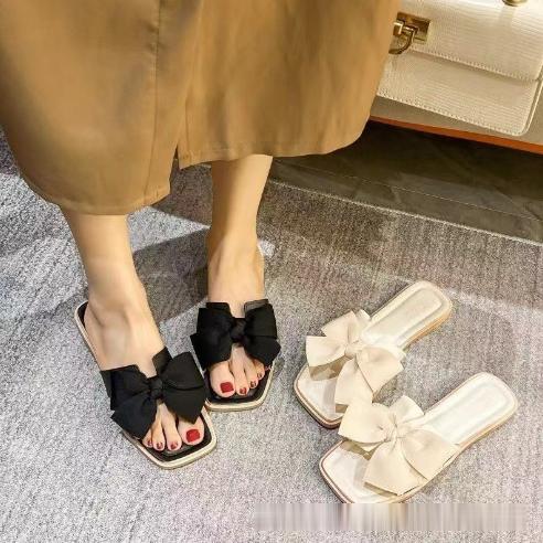 サンダル レディース ミュール 蝶結び スリッパサンダル フラット底 スリッパ レトロ 靴 夏 フラットサンダル 美脚 サマーサンダル 夏シューズレディースサマーサンダルが大きめ蝶結びのデザインはレト