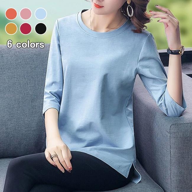 Tシャツ 七分丈袖 レディース 40代 50代 カットソー 無地 サマーTシャツ 7分丈袖Tシャツ レトロ クルーネック 夏 トップス ゆるTシャツ20代-50代まで、幅広い世代の女性に似合うデザイン